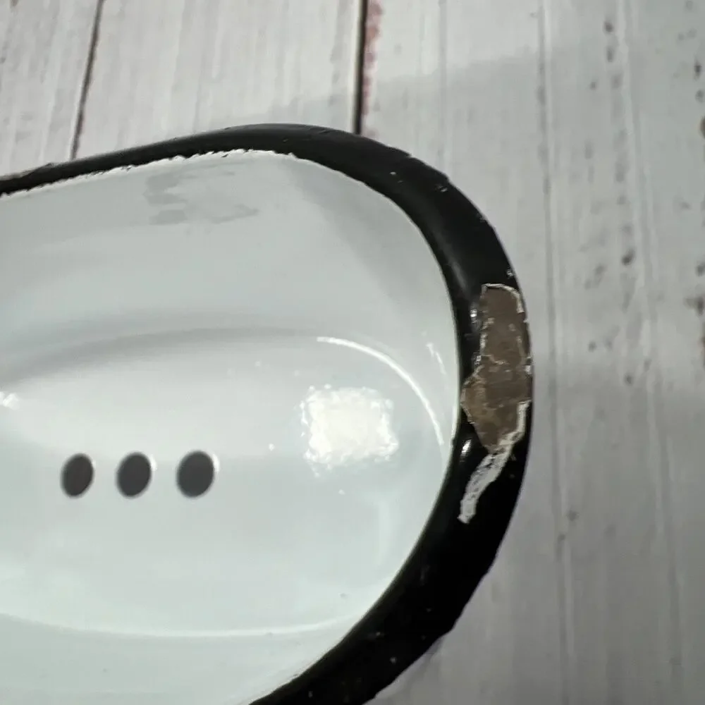 White Bathtub Enamelware Soap or Scrubby‎ Sponge Holder 5.5 Inches Farmhouse